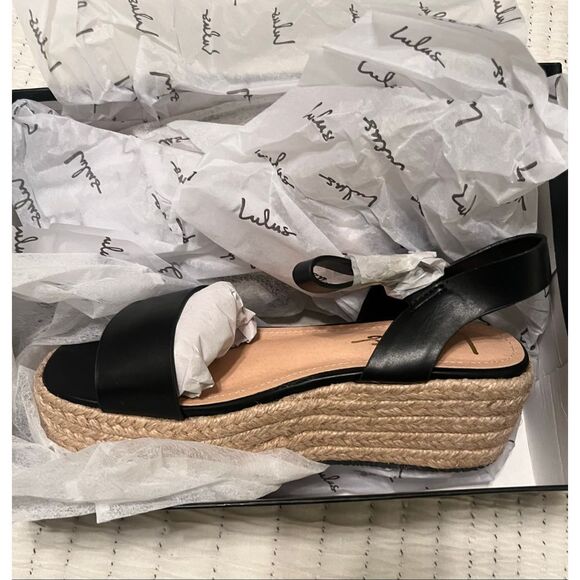 Lulus Corsa Black Espadrille Flatform Sandals Size 5.5 NEW NIB - Picture 4 of 6